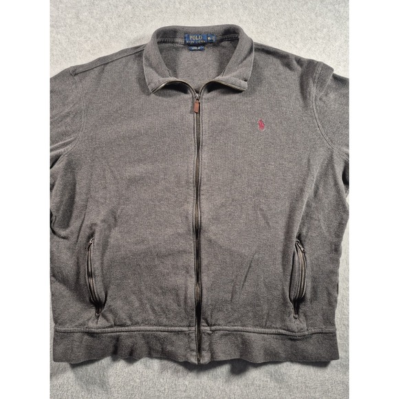 Polo Ralph Lauren Other - Polo Ralph Lauren Sweater Mens XL Gray Full Zip Jacket Estate Rib Red Pony Logo